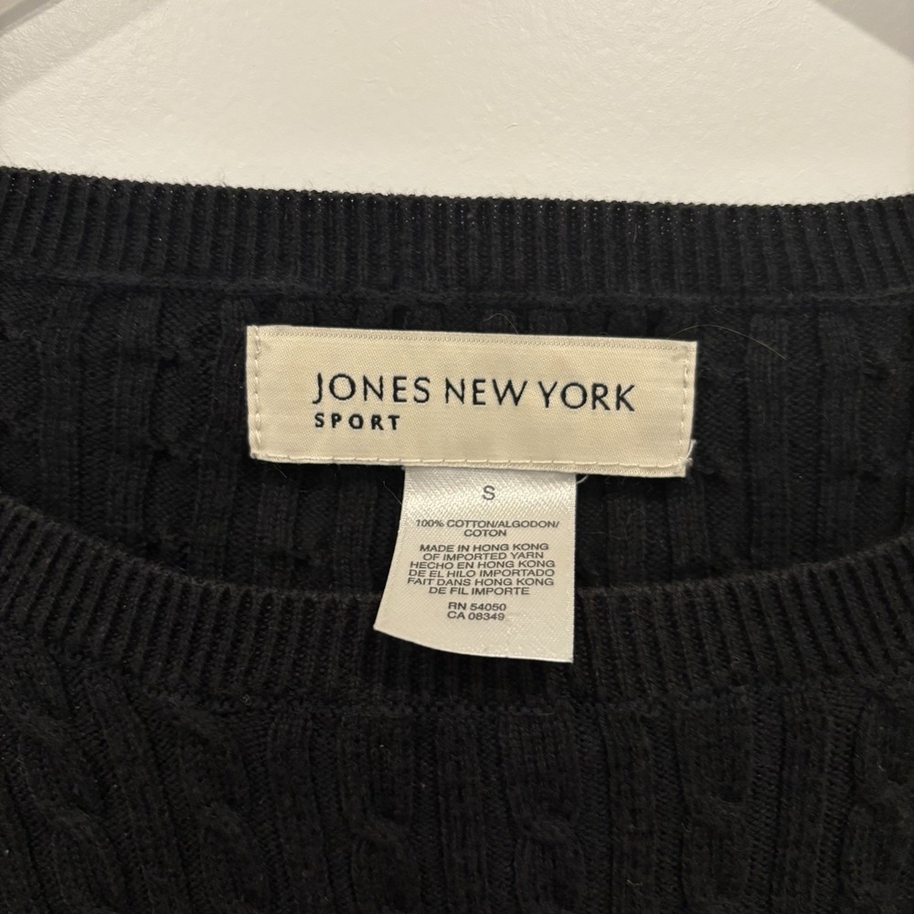 Jones New York Sport Black Cable‎ Knit Long Sleeve Sweater Top Womens S - Picture 4 of 5